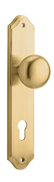 IVER Cambridge Door Knob On Shouldered Backplate | Entrance Lever Set Only | 9 Finishes - Brushed Brass