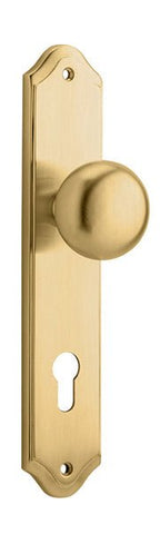 IVER Cambridge Door Knob On Shouldered Backplate | Entrance Lever Set Only | 9 Finishes - Brushed Brass