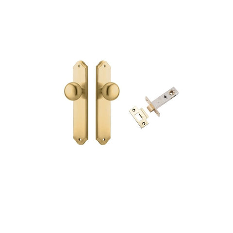 IVER Cambridge Door Knob On Shouldered Backplate | Passage Kit | 9 Finishes - Brushed Brass