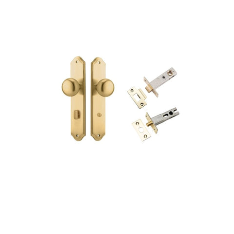 IVER Cambridge Door Knob On Shouldered Backplate | Separate Privacy Kit | 9 Finishes - Brushed Brass