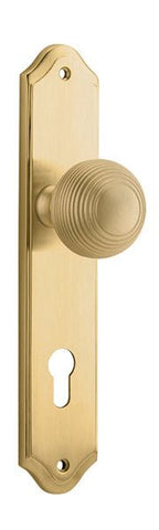 IVER Guildford Door Knob On Shouldered Backplate | Entrance Lever Set Only | 9 Finishes - Brushed Brass