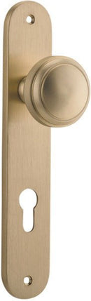 IVER Paddington Door Knob On Oval Backplate | Entrance Lever Set Only | 9 Finishes - Brushed Brass
