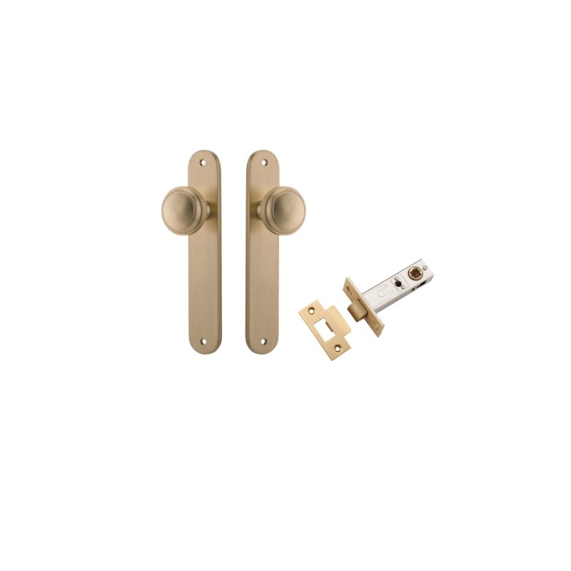 IVER Paddington Door Knob On Oval Backplate | Passage Kit | 9 Finishes - Brushed Brass