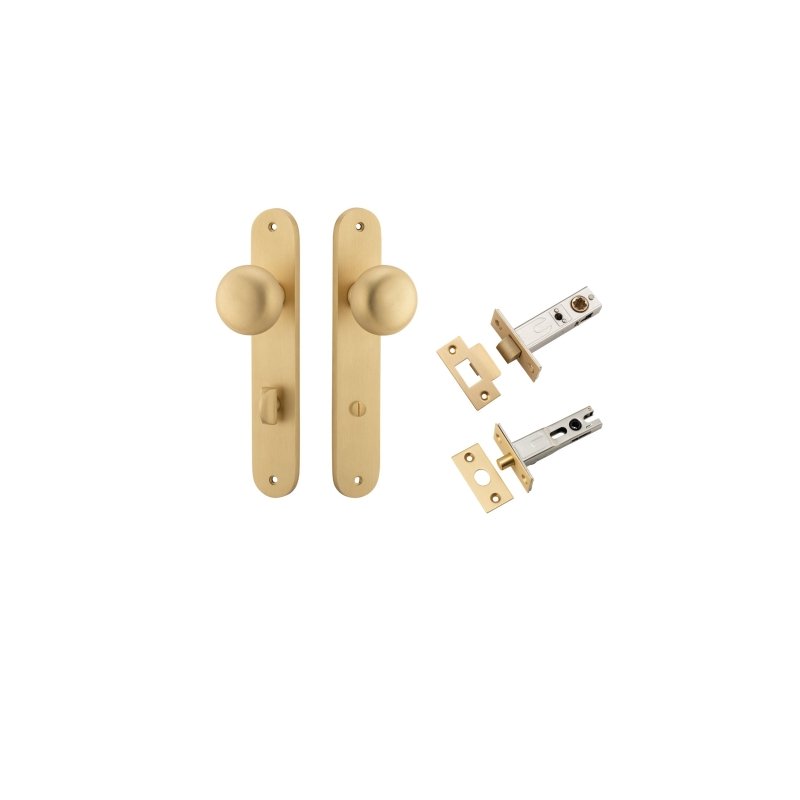 IVER Cambridge Door Knob On Oval Backplate | Separate Privacy Kit | 9 Finishes - Brushed Brass