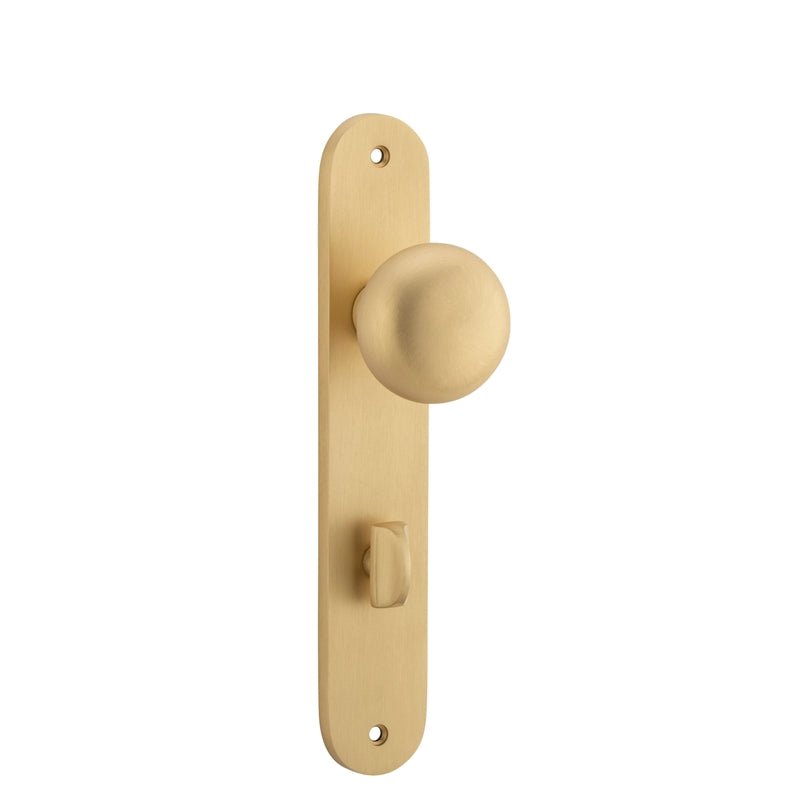 IVER Cambridge Door Knob On Oval Backplate | Privacy Lever Set Only | 9 Finishes - Brushed Brass