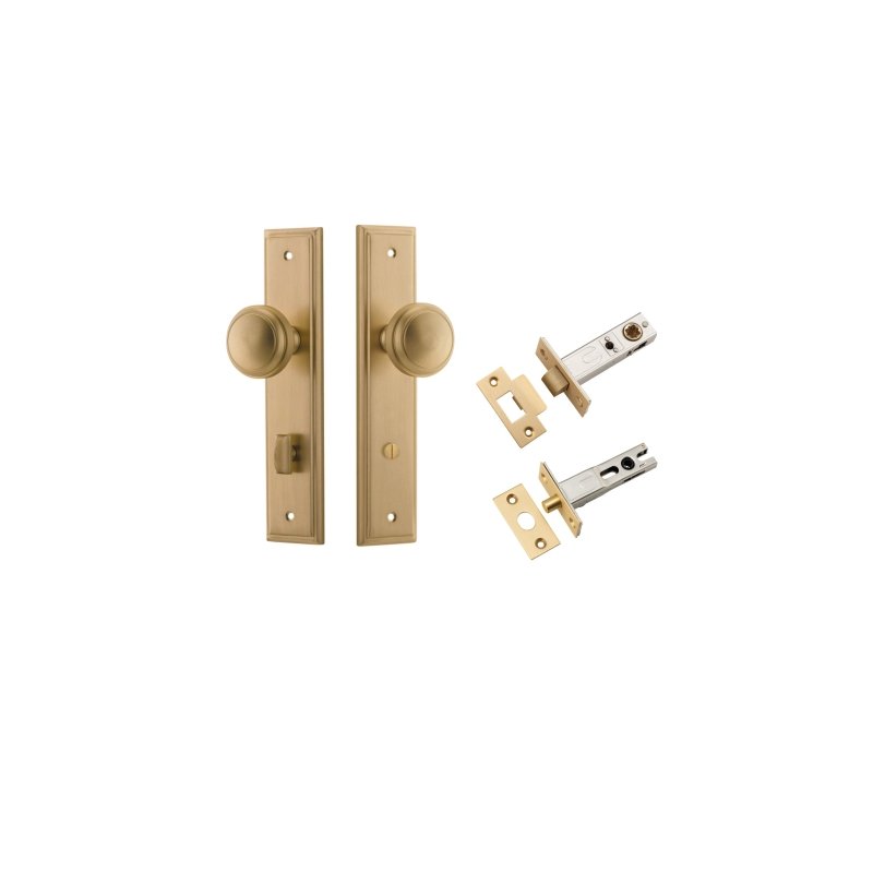 IVER Paddington Door Knob On Stepped Backplate | Separate Privacy Kit | 9 Finishes - Brushed Brass