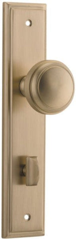 IVER Paddington Door Knob On Stepped Backplate | Privacy Lever Set Only | 9 Finishes - Brushed Brass