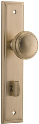 IVER Paddington Door Knob On Stepped Backplate | Privacy Lever Set Only | 9 Finishes - Brushed Brass