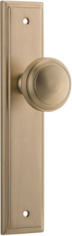 IVER Paddington Door Knob On Stepped Backplate | Passage Lever Set Only | 9 Finishes - Brushed Brass