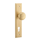 IVER Cambridge Door Knob On Stepped Backplate | Entrance Lever Set Only | 9 Finishes - Brushed Brass