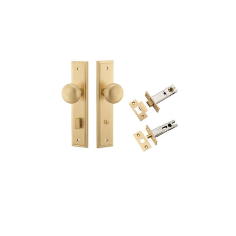 IVER Cambridge Door Knob On Stepped Backplate | Separate Privacy Kit | 9 Finishes - Brushed Brass
