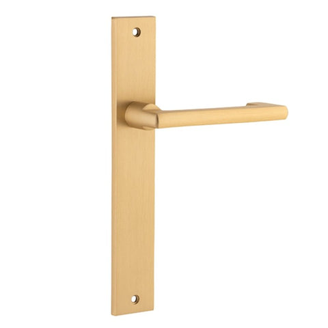 Iver Baltimore Return Door Lever on Rectangular Backplate | Passage Lever Set Only | 7 Finishes - Brushed Brass