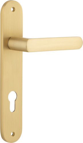 IVER Osaka Door Lever Handle On Oval Backplate | Entrance Lever Set Only | 6 Finishes - Brushed Brass