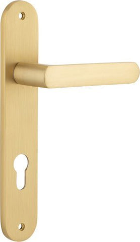 IVER Osaka Door Lever Handle On Oval Backplate | Entrance Lever Set Only | 6 Finishes - Brushed Brass