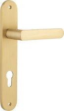 IVER Osaka Door Lever Handle On Oval Backplate | Entrance Lever Set Only | 6 Finishes - Brushed Brass