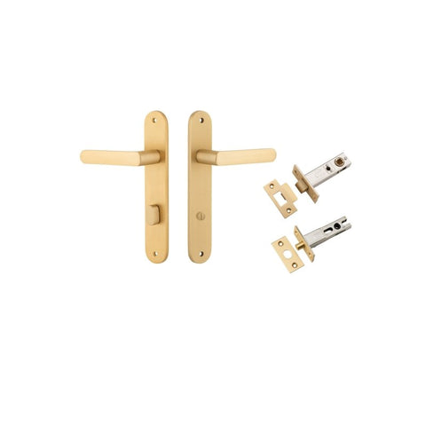 IVER Osaka Door Lever Handle On Oval Backplate | Separate Privacy Kit | 6 Finishes - Brushed Brass