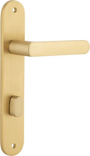 IVER Osaka Door Lever Handle On Oval Backplate | Privacy Lever Set Only | 6 Finishes - Brushed Brass