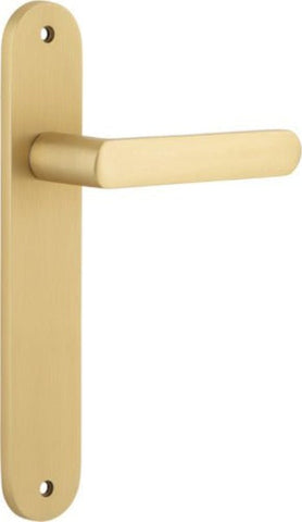 IVER Osaka Door Lever Handle On Oval Backplate | Passage Lever Set Only | 6 Finishes - Brushed Brass