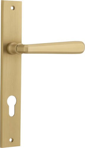 IVER Copenhagen Door Lever Handle On Rectangular Backplate | Entrance Lever Set Only | 7 Finishes - Brushed Brass