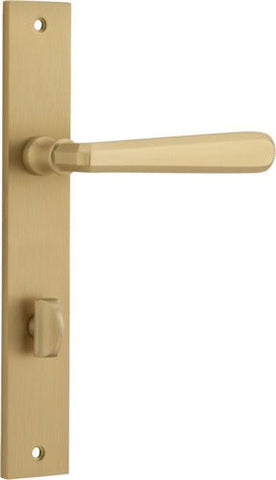IVER Copenhagen Door Lever Handle On Rectangular Backplate | Privacy Lever Set Only | 7 Finishes - Brushed Brass