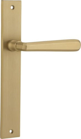 IVER Copenhagen Door Lever Handle On Rectangular Backplate | Passage Lever Set Only | 7 Finishes - Brushed Brass