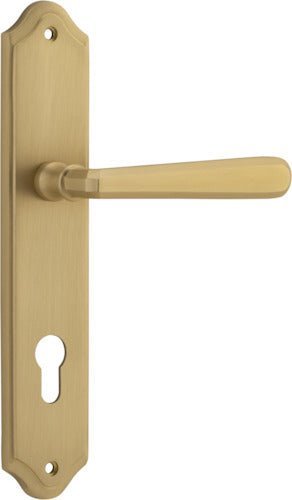 Iver Copenhagen Door Lever Handle on Shouldered Backplate | Entrance Lever Set Only | 7 Finishes - Brushed Brass