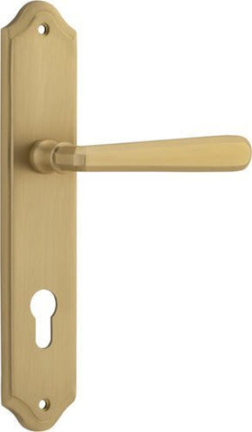 Iver Copenhagen Door Lever Handle on Shouldered Backplate | Entrance Lever Set Only | 7 Finishes - Brushed Brass