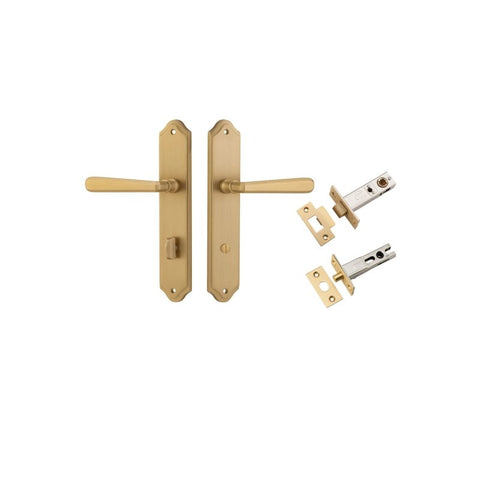 Iver Copenhagen Door Lever Handle on Shouldered Backplate | Separate Privacy Kit | 7 Finishes - Brushed Brass