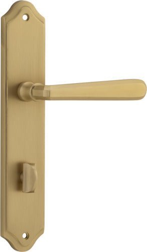 Iver Copenhagen Door Lever Handle on Shouldered Backplate | Privacy Lever Set Only | 7 Finishes - Brushed Brass