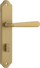 Iver Copenhagen Door Lever Handle on Shouldered Backplate | Privacy Lever Set Only | 7 Finishes - Brushed Brass