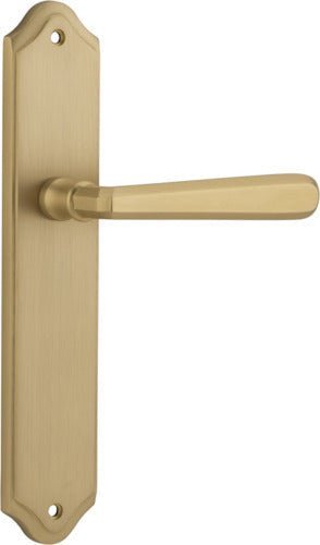 Iver Copenhagen Door Lever Handle on Shouldered Backplate | Passage Lever Set Only | 7 Finishes - Brushed Brass