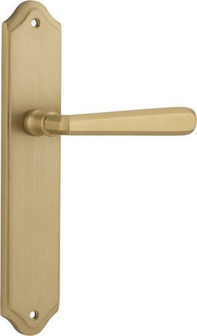 Iver Copenhagen Door Lever Handle on Shouldered Backplate | Passage Lever Set Only | 7 Finishes - Brushed Brass