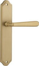 Iver Copenhagen Door Lever Handle on Shouldered Backplate | Passage Lever Set Only | 7 Finishes - Brushed Brass
