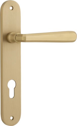 Iver Copenhagen Solid Brass Door Lever on Oval Backplate | Entrance Lever Set Only | 7 Finishes - Brushed Brass