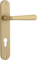 Iver Copenhagen Solid Brass Door Lever on Oval Backplate | Entrance Lever Set Only | 7 Finishes - Brushed Brass