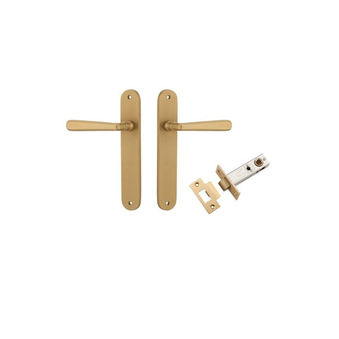 Iver Copenhagen Solid Brass Door Lever on Oval Backplate | Passage Kit | 7 Finishes - Brushed Brass
