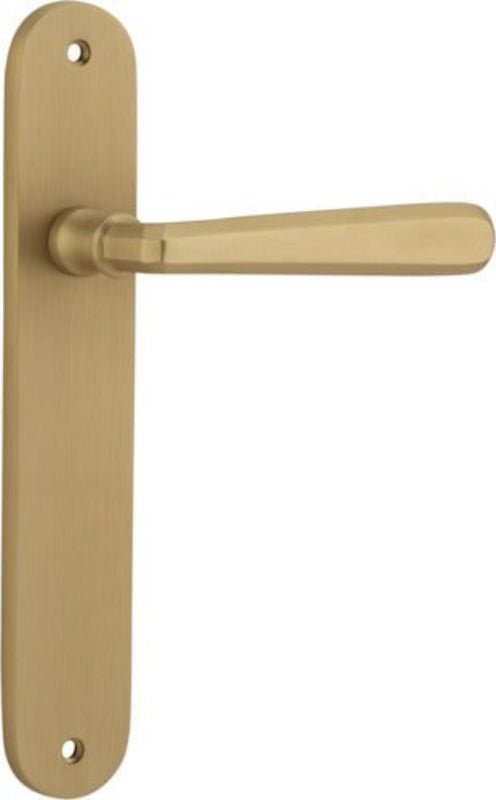 Iver Copenhagen Solid Brass Door Lever on Oval Backplate | Passage Lever Set Only | 7 Finishes - Brushed Brass