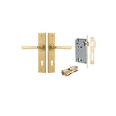 Iver Copenhagen Door Lever Chamfered Backplate Entrance Kit — Key/Key Brushed Brass | Prime Hardware