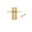 Iver Copenhagen Door Lever Chamfered Backplate Passage Kit Brushed Brass | Prime Hardware