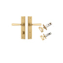 Iver Copenhagen Door Lever Chamfered Backplate Separate Privacy Kit Brushed Brass | Prime Hardware