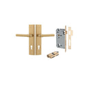 IVER Helsinki Door Lever Handle On Stepped Backplate | Entrance Kit (Key/Key) | 7 Finishes - Brushed Brass