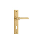 IVER Helsinki Door Lever Handle On Chamfered Backplate | Entrance Lever Set Only | 7 Finishes - Brushed Brass