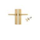 IVER Helsinki Door Lever Handle On Chamfered Backplate | Passage Kit | 7 Finishes - Brushed Brass