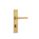 IVER Helsinki Door Lever Handle On Chamfered Backplate | Privacy Lever Set Only | 7 Finishes - Brushed Brass