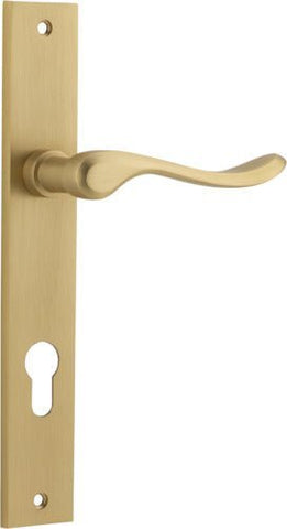 IVER Stirling Door Lever Handle On Rectangular Backplate | Entrance Lever Set Only | 8 Finishes - Brushed Brass