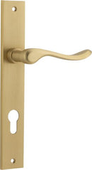 IVER Stirling Door Lever Handle On Rectangular Backplate | Entrance Lever Set Only | 8 Finishes - Brushed Brass