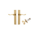 IVER Stirling Door Lever Handle On Rectangular Backplate | Passage Kit | 8 Finishes - Brushed Brass