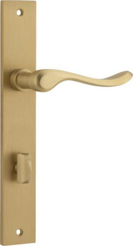 IVER Stirling Door Lever Handle On Rectangular Backplate | Privacy Lever Set Only | 8 Finishes - Brushed Brass