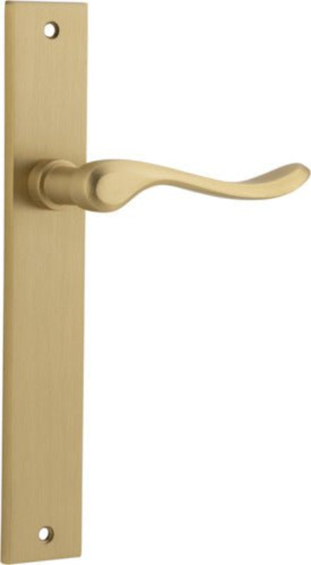 IVER Stirling Door Lever Handle On Rectangular Backplate | Passage Lever Set Only | 8 Finishes - Brushed Brass