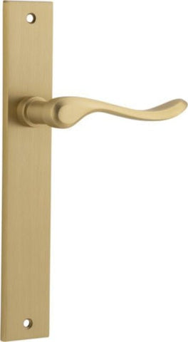 IVER Stirling Door Lever Handle On Rectangular Backplate | Passage Lever Set Only | 8 Finishes - Brushed Brass